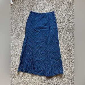 J Jill Love Linen Women Size Small Skirt Blue Striped Flare Long Knee